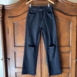 High Waisted Ripped Wide Leg Jeans -New